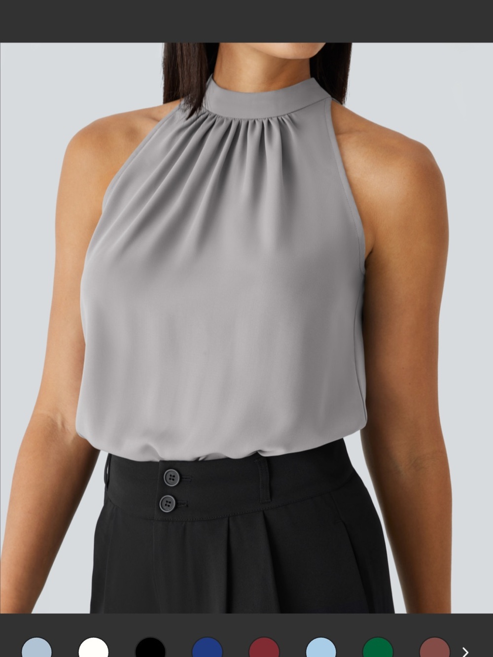 HALARA High-Neck Sleeveless Halter Top in Light Gray
